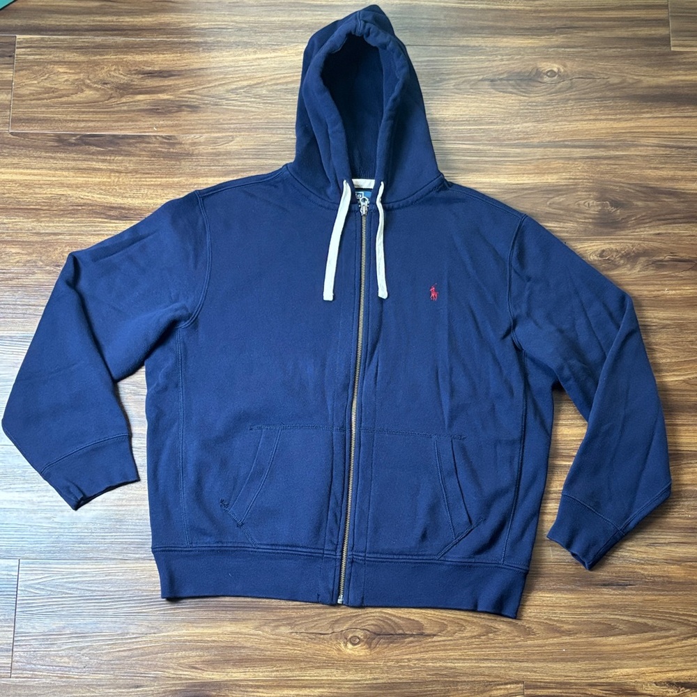 Polo Ralph Lauren Navy Blue Zip-Up Hoodie Mens Size XXL